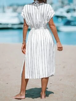 Robe De Plage Décontractée à Rayures 4 Robe De Plage Décontractée à Rayures -Soiree Blanche Boutique 71zRPwFZsvL. AC SL1500