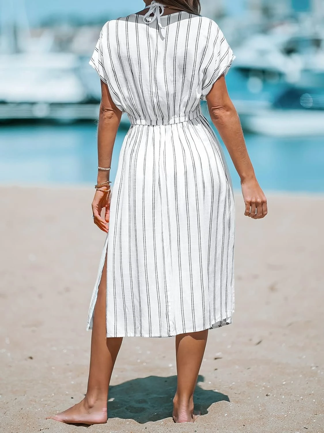 Robe de plage décontractée à rayures Robe De Plage Décontractée à Rayures -Soiree Blanche Boutique 71zRPwFZsvL. AC SL1500