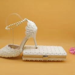 Ensemble Chaussure Et Sac De Mariage Blanc -Soiree Blanche Boutique 79621 u4lbln