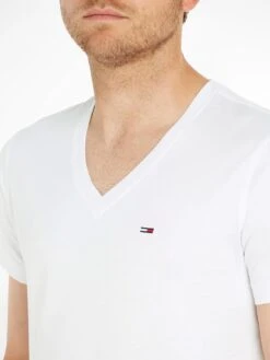 T-shirt Original Tommy Hilfiger Homme En Jersey V-Neck -Soiree Blanche Boutique 8143dEjXOFL. AC SL1500