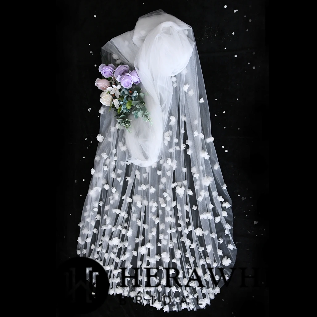 Voile de Mariée Longue à Fleurs Voile De Mariée Longue à Fleurs -Soiree Blanche Boutique 90b62684a0