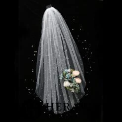 Voile De Mariée Perlé Court 6 Voile De Mariée Perlé Court -Soiree Blanche Boutique 9b0aab2143