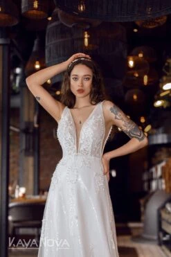 Robe De Mariée Avec Perles Blanche -Soiree Blanche Boutique Amaltheia5