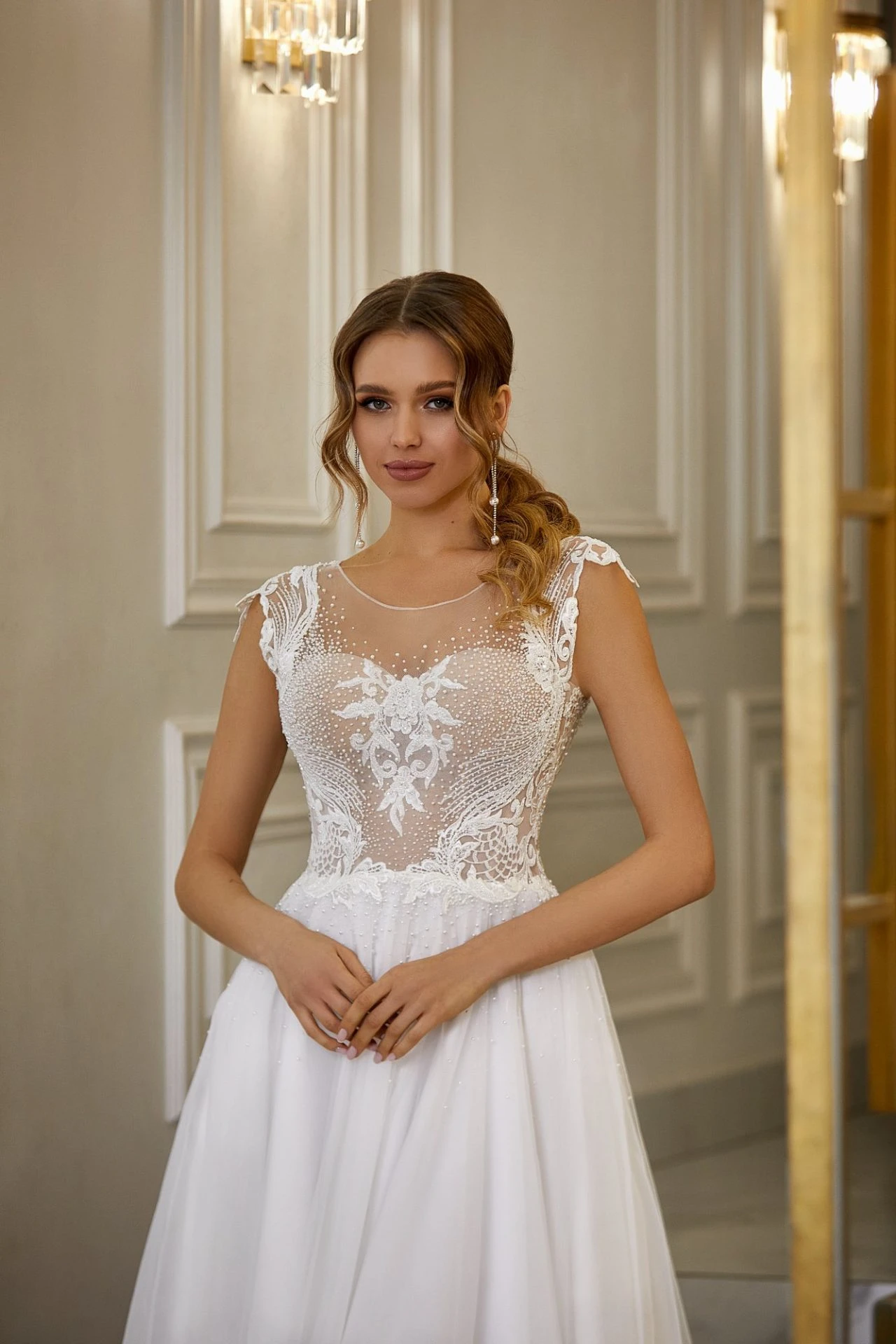 Robe De Mariée Col Cœur Fleurie Blanche Robe De Mariée Col Cœur Fleurie Blanche -Soiree Blanche Boutique Angelica22
