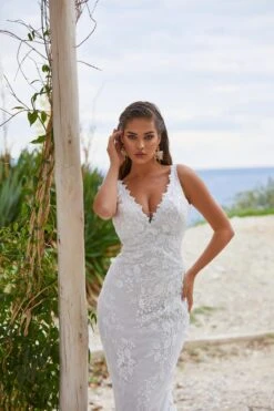 Robe De Mariée Sirène Dentelle Blanche 3 Robe De Mariée Sirène Dentelle Blanche -Soiree Blanche Boutique Arcadia2