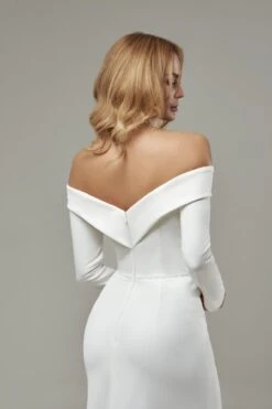 Robe De Mariée Sirène Fendue Blanche 5 Robe De Mariée Sirène Fendue Blanche -Soiree Blanche Boutique Belicia3