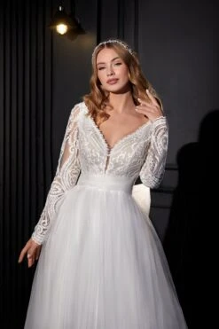 Robe De Mariée Princesse Manche Longue Dentelle -Soiree Blanche Boutique Blanche2