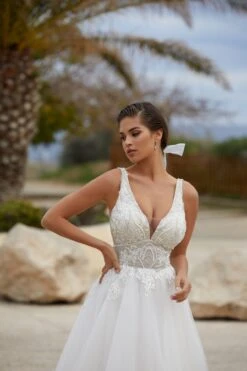 Robe De Mariée Princesse Avec Strass Blanche -Soiree Blanche Boutique Calista3