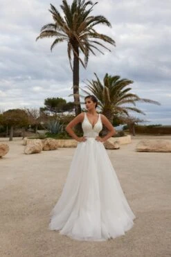 Robe De Mariée Princesse Avec Strass Blanche -Soiree Blanche Boutique Calista4