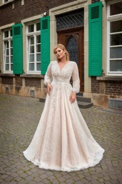 Robe De Mariée Grande Taille Manches Longues -Soiree Blanche Boutique Daniela47
