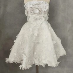 Robe De Mariée Courte Dentelle Florale Blanche -Soiree Blanche Boutique Design sans titre 38