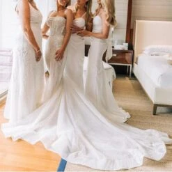 Robe De Mariée Fourreau Brillante A Traîne Détachable En Tulle -Soiree Blanche Boutique Design sans titre 54 1