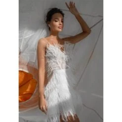 Robe De Mariée Courte A Plume 6 Robe De Mariée Courte A Plume -Soiree Blanche Boutique Design sans titre 59