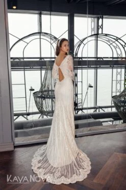 Robe De Mariée Sirène Manche Longue Illusion Blanche 6 Robe De Mariée Sirène Manche Longue Illusion Blanche -Soiree Blanche Boutique Dulce4