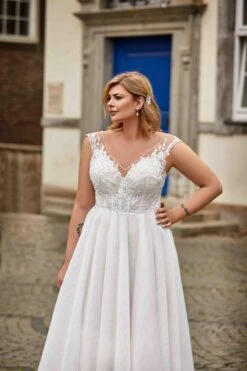 Robe De Mariée Grande Taille Col V -Soiree Blanche Boutique Francisca38