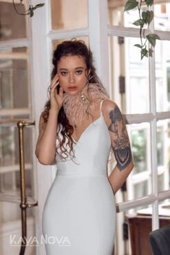 Robe De Mariée Simple Avec Nœud Blanche -Soiree Blanche Boutique Gael1