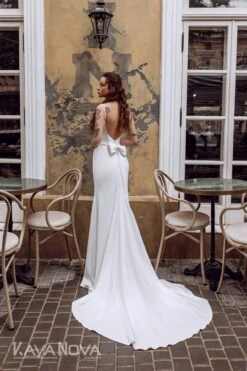 Robe De Mariée Simple Avec Nœud Blanche -Soiree Blanche Boutique Gael3