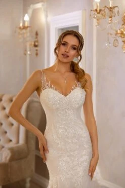 Robe De Mariée Sirène Dos Dentelle -Soiree Blanche Boutique Ginevra21