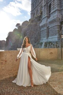 Robe De Mariée Dentelle Manches Longues Blanche -Soiree Blanche Boutique Jeronima