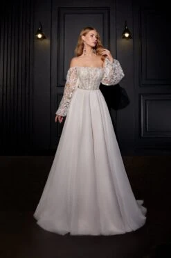 Robe De Mariée Col Bateau Blanche -Soiree Blanche Boutique Madeleine2