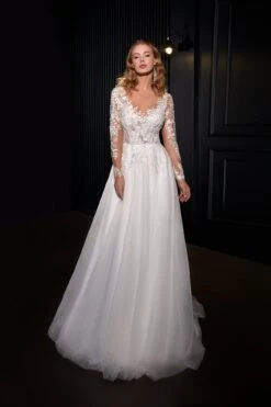 Robe De Mariée Manche Longue Dentelle -Soiree Blanche Boutique Melina3