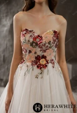 Robe De Mariée Originale A Fleurs -Soiree Blanche Boutique Originale fleurs zoom