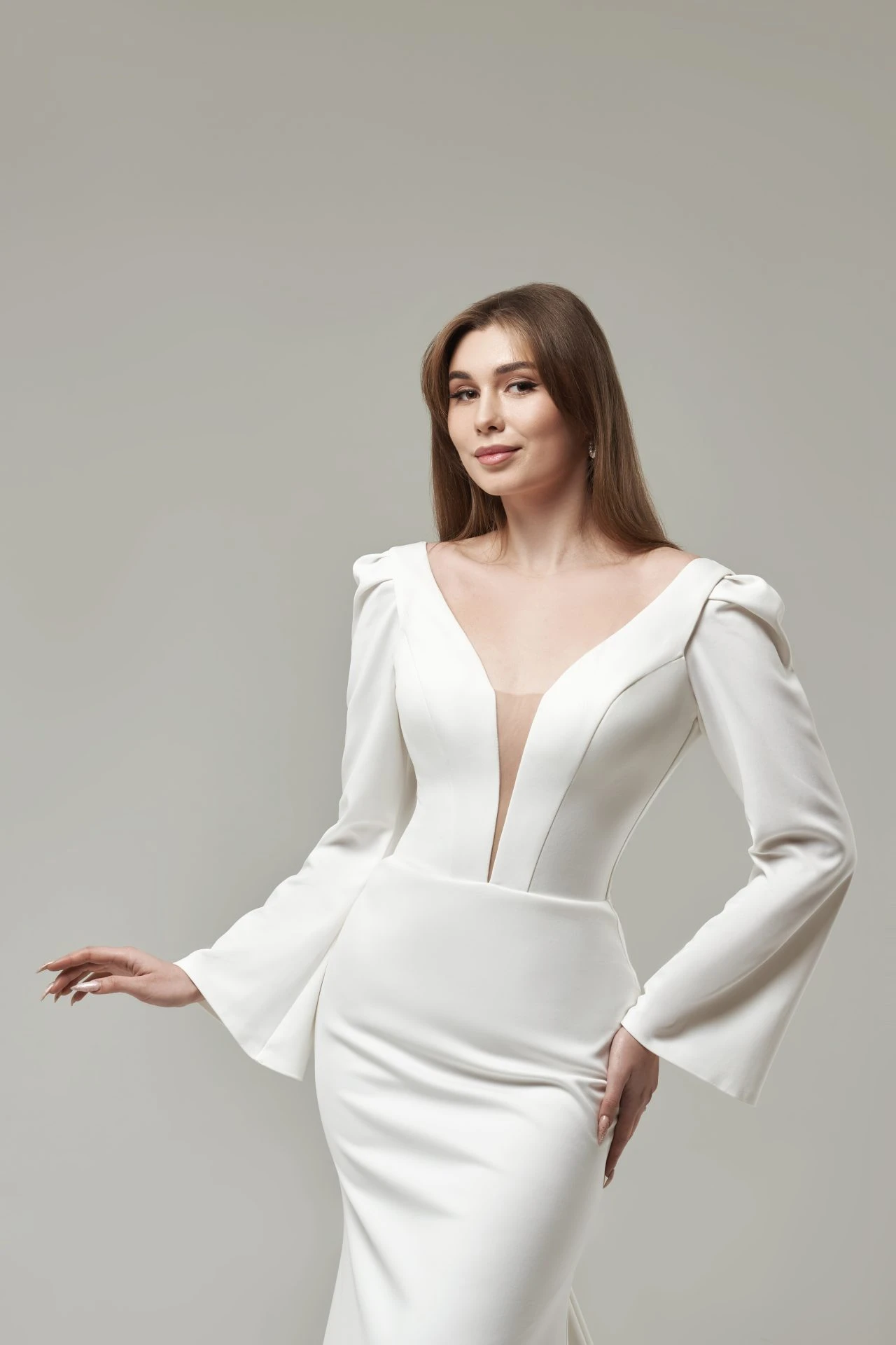 Robe De Mariée Sirène Manches Longues Détachables Blanche Robe De Mariée Sirène Manches Longues Détachables Blanche -Soiree Blanche Boutique Polonia1