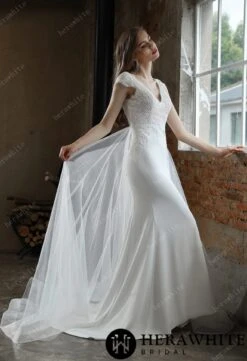 Robe De Mariée Fourreau Avec Jupe En Tulle -Soiree Blanche Boutique Robe De Mariee Fourreau Avec Jupe En Tulle BQ profil
