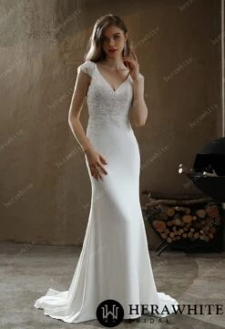 Robe De Mariée Fourreau Avec Jupe En Tulle -Soiree Blanche Boutique Robe De Mariee Fourreau Avec Jupe En Tulle BQ sans tulle