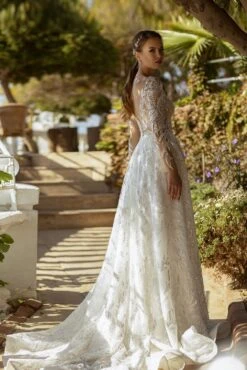 Robe De Mariée Manches Longues Dos Nu Blanche -Soiree Blanche Boutique Robe De Mariee Manches Longues Dos Nu Blanche dos