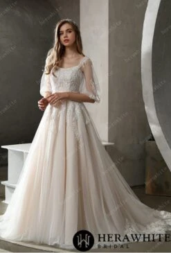 Robe De Mariée Princesse A Traîne En Dentelle -Soiree Blanche Boutique Robe De Mariee Princesse A Traine En Dentelle Manches Longues