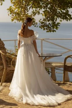 Robe De Mariée Princesse Manches Tombantes Blanche -Soiree Blanche Boutique Robe De Mariee Princesse Manches Tombantes Blanche dos