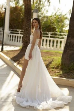 Robe Mariée Fendue Blanche 4 Robe Mariée Fendue Blanche -Soiree Blanche Boutique Robe Mariee Fendue Blanche dos