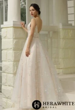 Robe De Mariée Simple à Motifs Floraux Pailletés -Soiree Blanche Boutique a2c90e4cab