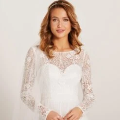 Robe De Mariée Dentelle Dos Nu Manche Longue -Soiree Blanche Boutique tmp1y976obc