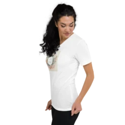 Juste Mariée -Soiree Blanche Boutique unisex v neck tee white left front 660bdadad55da
