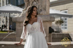 Robe De Mariée Bustier Plissé Avec Haut En Tulle 4 Robe De Mariée Bustier Plissé Avec Haut En Tulle -Soiree Blanche Boutique wholesale Wedding dress Lady Di Bride 509 2 scaled 1