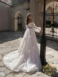 Robe De Mariée Fourreau A Traîne Détachable -Soiree Blanche Boutique wholesale Wedding dress Lady Di Bride 517 4 scaled 1